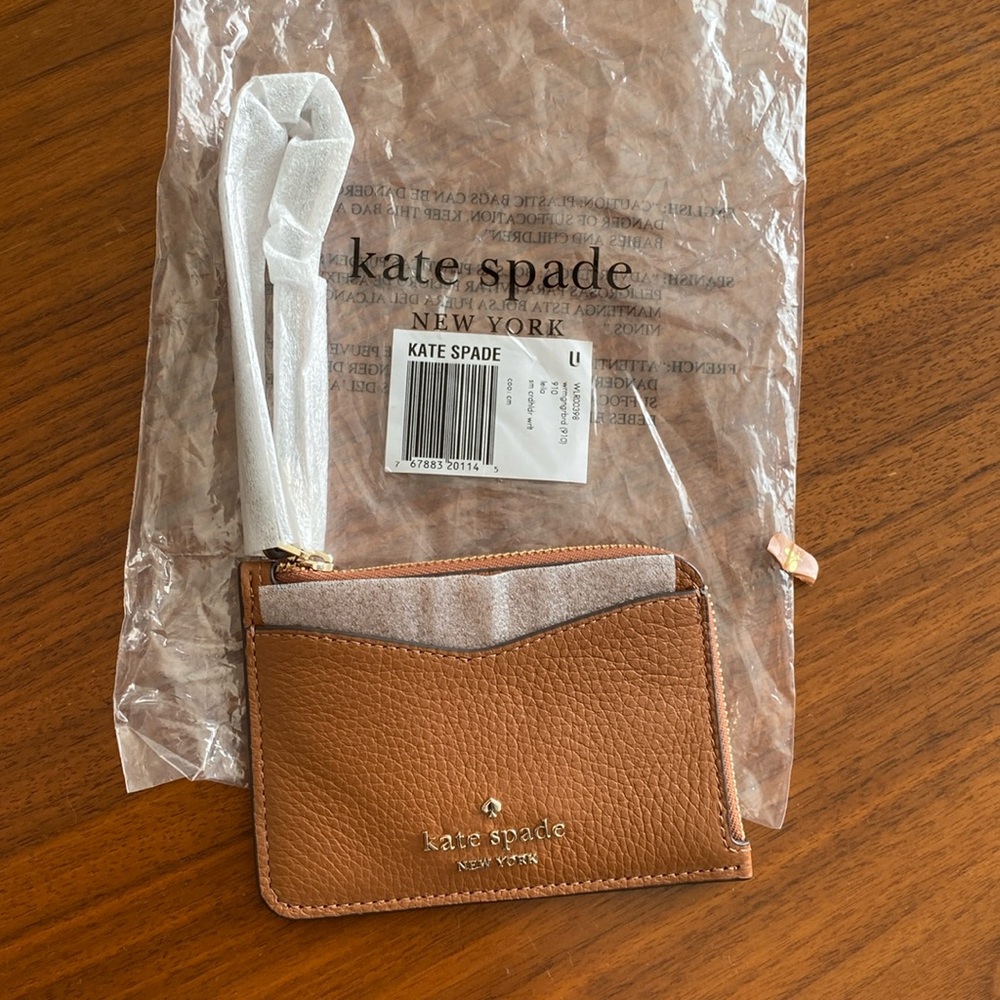 Kate Spade brown wristlet wallet NWT